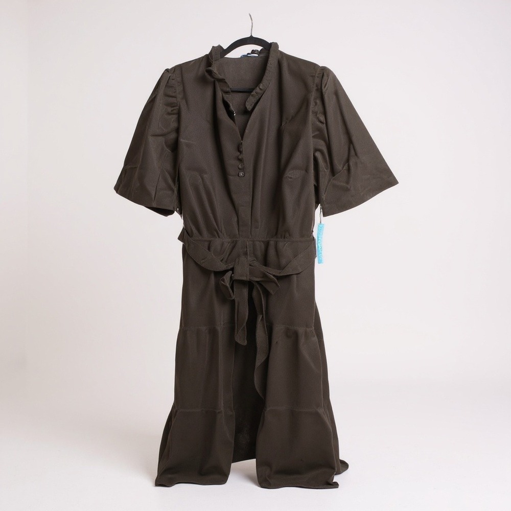 Draper James RSVP Midi Dress Corduroy Black Tie Waist 1X NWT Quiet Luxury